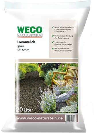 NWN WECO Lavamulch Lava Mulch Grau Schwarz 8-16mm Bodenabdeckung Lavastein Vulkanstein 1 x 20 L