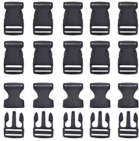 CEEYSEE 20 Stück Klickverschluss aus Kunststoff 25mm Schwarz Schnalle- Double Side Release Schnallen für Rucksack, Gurtband,Armbänder oder Hunde-Halsbände etc(DBK)
