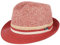 Lipodo Melanto Trilby Strohhut - Klassische Form - Sommerhut mit Streifenmuster - Unisex - Frühjahr/Sommer - Made in Italy rot-meliert XL (60-61 cm)