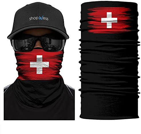 ShopINess Unisex Erwachsene Multifunktions Schlauchschal Halswärmer Neckwarmer Flaggen-Stil Fußball Weltmeisterschaft (Schweiz)