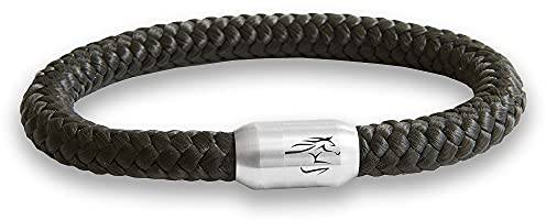 Paris Montana Das Original Reitsport Pferdesport Pferde Jockey Club Segeltau Armband Mit Pferde Gravur Handmade Hochwertiger Magnetverschluss Durchmesser 8mm Damen Herren Unisex (Schwarz, 19.00)