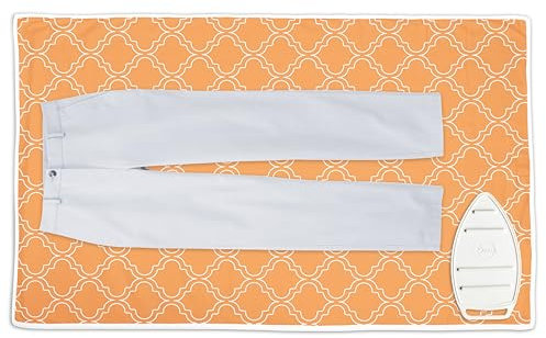 Encasa XO Tapis de repassage pour maison (grande taille 120 x 70 cm) avec rembourrage en feutre de 3 mm, protecteur de repose-fer en silicone, presse à vapeur sur table, lit, portable, réfléchissant,