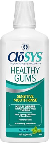 CloSYS Healthy Gums Mouthwash 32 Fl Oz, Antiplaque, Anti-Gingivitis Mouthwash, Non-Burning, Non-Irritating