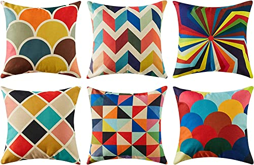 TIDWIACE Dekorative Kissenbezug 40x40 cm 6er bunt Stücke Outdoor Kissen Kissenbezüge Kissenhülle Sofakissen dekokissen Zierkissen für Outdoor Garten Sofa Haus Zimmer Auto Deko Zierkissenbezüge