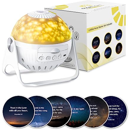 GLORILIGHT HD Projector Night-Light Starter Set, Project Bible Verses on Walls or Ceilings, Includes 6 Interchangeable Discs, Help Children Live by The Truth of God’s Word, Bible Education for Kids