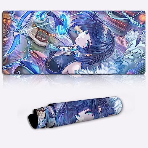 DEHUA Tastiera Tappetino per Mouse Genshin Impact Yelan Gaming Mouse Pad Personaggio del gioco Tastiera estesa Tappetino per Mouse XXL (11,8x31,49X0,15) pollici