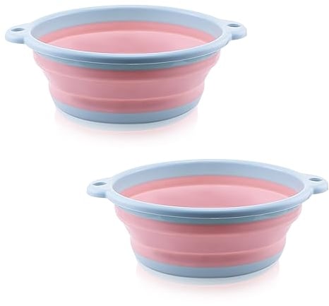 NEUSID Collapsible Washing Up Bowl, 2 Pack 5L Folding Hand Wash Basin Multipurpose Outdoor Washtub Foldable Dish Tub Portable Plastic Bucket for Travel Camping Hiking Motorhome