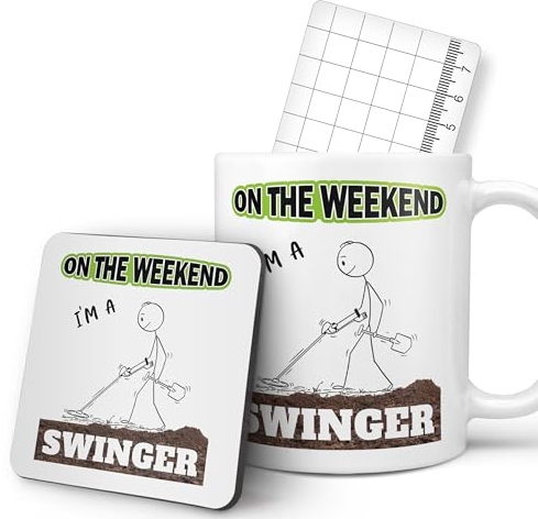 Funny Metal Detector Gift Set 'On the Weekend, I'm a Swinger' Metal Detector Detectorist Gift Mug For Him Birthday Christmas