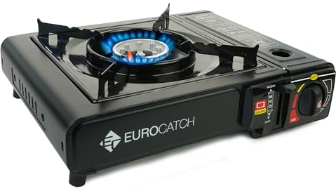 Eurocatch Estufa de Gas - Cocina a Gas - Estufa de camping - Quemador de gas - Placa - Maletín de transporte