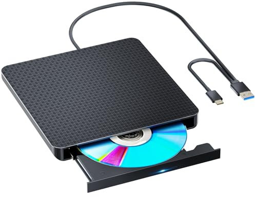 Lecteur Blu-ray externe BD Lecture/écriture portable Blu-ray Graveur USB 3.0 et Type-C DVD Graveur 3D Bluray Drive Compatible avec/Win 8