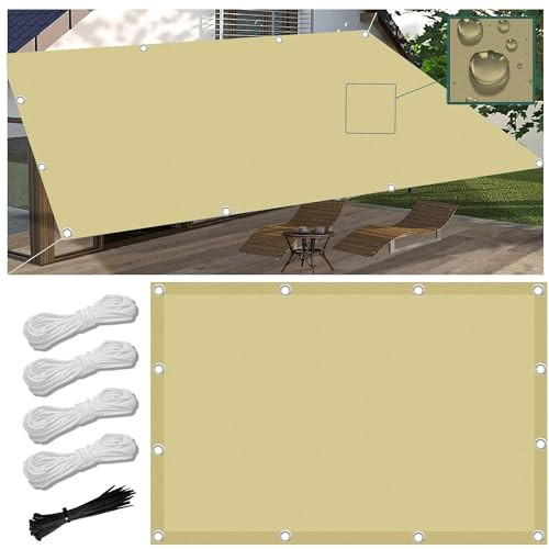 Voiles Ombrages Imperméable Rectangulaire 1.5x3M Bâche dombrages,Voiles Solaire,Pare-Soleil Jardin Balcon 100% Toiles Ombrages UV Protection pour Patio Terrasse Extérieur avec Oeillets et Cordons