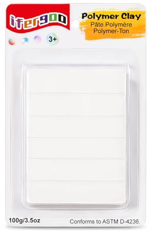 iFergoo Polymer Clay Knete Soft Set, Nontoxic DIY Oven Bake Modellierung Ton Kit, Kinder Kunsthandwerk Geschenk ​für Jungen und Mädche Kids (White Clay)