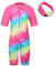 ZNYUNE Girls UV Sun Protection Swimsuit One Piece Long Sleeve UPF 50+ Sunsafe Swimwear Kids Swimming Costume with Zipper 4-12 Years S428 Rainbow 14A