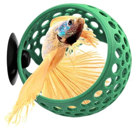 byMazy Cave Lounge, Hideout Fish Tank Ornament with Suction Cup for Betta, Fish and Shrimp to Swim-Through, Hide, Rest - Aquarium Decoration with Plant Holder (Forest Green, Small)