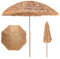 KOMFOTTEU Sombrilla de Playa de Paja PP, Sombrilla Hawaiana Ø 205 cm con 8 Costillas de Metal, Parasol Portátil con Botón de Presión para Jardín, Balcón, Terraza, Natural