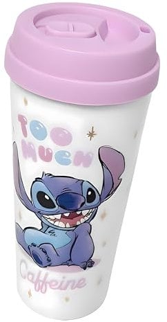 DIVAS SPIRITUAL Double-Walled Insulated Travel Mug Spill Proof Lid Stitch Fun Design Thermal Coffee & Tea Cup Reusable (White Sti1)