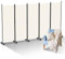 Ansobea Paravent Raumteiler auf Rollen, Trennwand Faltbar 5-teilig 284x181x30cm,Sichtschutzwand für Balkon,Spanische Wand Sichtschutz aus Polyesterfaser,Paravent Einfache Installation（Beige）