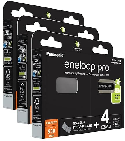 Eneloop Pro 3 x 4 wiederaufladbare NiMh Batterien AAA/HR03 930 mAh + Aufbewahrungsbox
