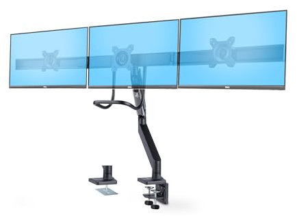 StarTech.com Desk Mount Triple Monitor Arm w/Crossbar For Up To Three 27in Screens, VESA 75x75/100x100, Tool-Less Arm Adjustments