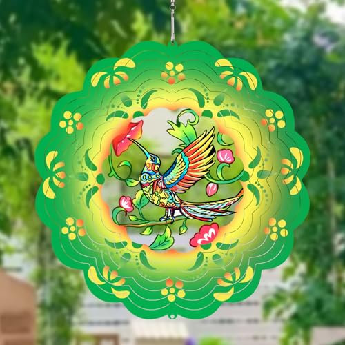 Kolibri-Windspiel, Metall, Kolibri-Geschenke für Damen/Herren, 30,5 cm, hängendes Windspiel für Innen- und Außenbereich, kinetisches Ornament für Hof, Gartendekoration