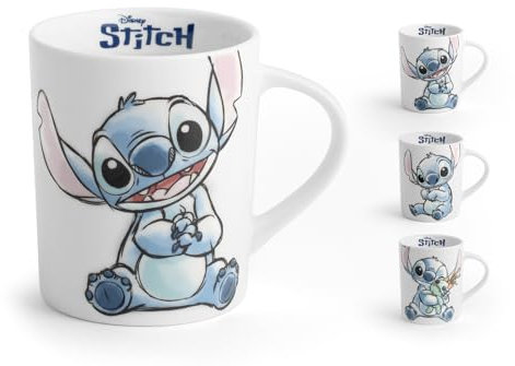 HOME-Stitch Sketch, Set 6 Tazze Mug, personaggio Stitch, in porcellana decorata, 33 cl