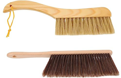 HOMOCONO 2pcs Professional Cleaning Brush Soft Dusting Brush for Car and Home Wooden Handle Easy to Use Random Style