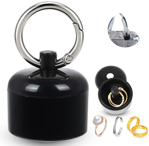 KufaerBeam Jewelry Storage Box Case, Travel Ring Box, Earplug Case, Organiser Container with Protective Sponge, Jewelry Care Protective Box Sports Portable Ring Holder with Keychain