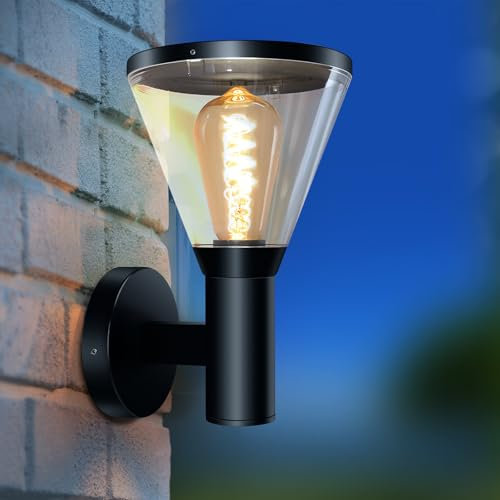 EBION Wandleuchte Aussen, Wandlampe Aussen AußEnwandleuchten Aluminiumguss, Schwarz Aussenlampe Wand AußEnbeleuchtung für Garten Terrasse Eingang, Fackelform, Ip65 Wasserdicht, E27 ohne Leuchtmittel
