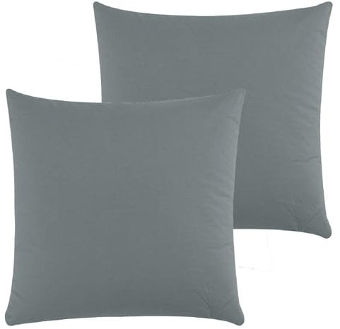 Class Home Collection Kissenbezug 80x80 Baumwolle – Kissenbezüge 80x80 im 2er Set – Weiche Kissenhüllen 80x80 für Sofa & Bett – Kopfkissenbezug für Kissen 80x80 cm mit Reißverschluss – Grau
