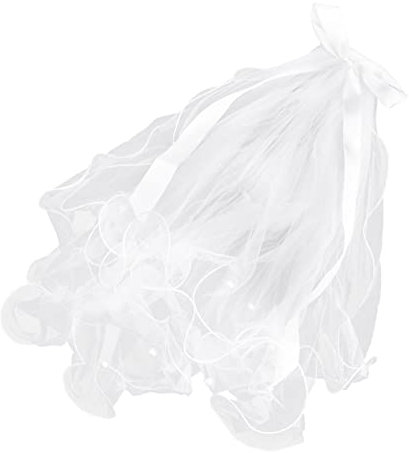 DEARMAMY Brautschleier Errötendes Band Hochzeits Stirnband Bachelorette Brautschleier Prinzessinnen Perlenband Kurze Schleier Für Bräute Hochzeit Haarspange Brautparty