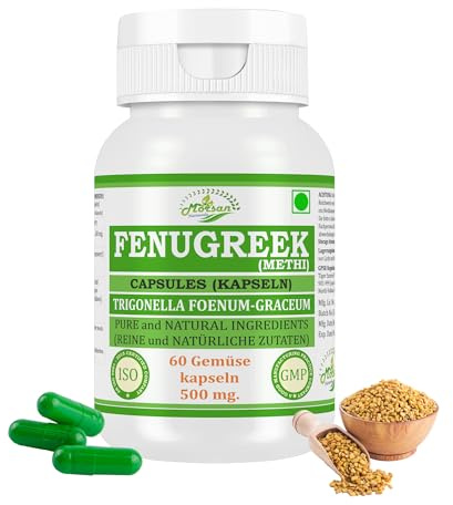 Fenugreek (Trigonella Foenum Graceum, Methi) Capsules | 500 mg. - 10:1 Potent Extract | Ayurvedic Herbal Supplement | 60 Vegan Capsules for Men & Women (Pack of 1 Bottle)