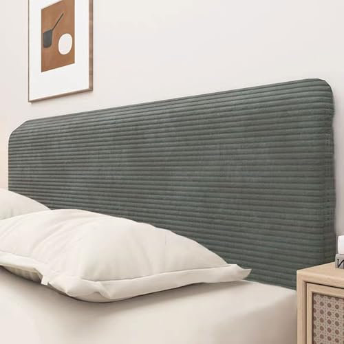 Cord-Bettkopfteilbezug/Kopfteil-Schonbezug, Bettkopfteilhusse für Doppel-, Einzel Kingsize-Bettkopfteilbezüge, staubdichter Stretch-Bettbrettschutzbezug für die Schlafzimmerdekoration(160cm,Green)