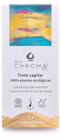 Tinte Vegetal Ecológico | Coloración Permanente para el pelo | 7.3 - Rubio Dorado | Sin Amoníaco, sólo plantas naturales.