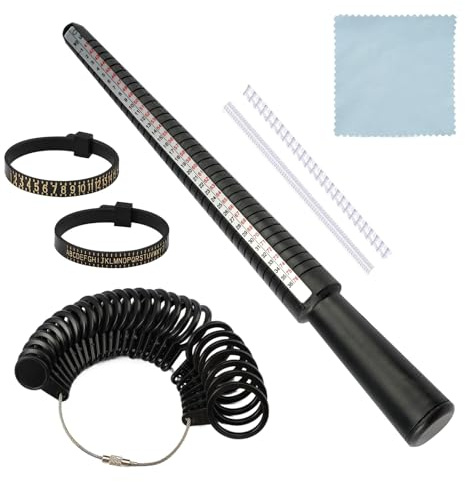 7 Stück Ringgrössenmesser Set, Ringgröße Messen Ringstock Ringmaß, Kunststoff Ringmaßband, Ringmaß Ring Sizer Messskalen Set zum Messen von Ringdurchmessern Größenstandard UK, EU, USA, und Schweiz