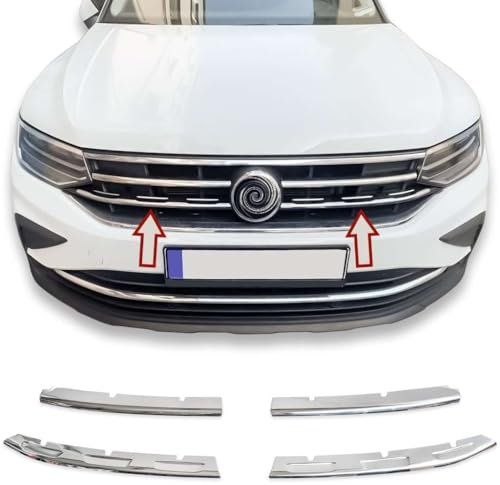 RECAMBO Edelstahl-Rahmen für Frontgrill - glänzende Chrom-Zierleiste zur optischen Veredelung - passgenaue Fahrzeugintegration - passend fürVW Tiguan II + Allspace Facelift | BJ ab 2020