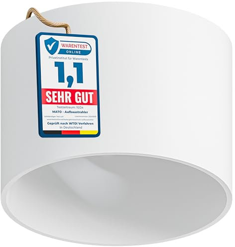MATO Aufbauspot GX53 weiß - extra flach & modern - Ø80x60mm - Aufbaustrahler mit GX53 Fassung - Aluminium Deckenspots Aufputz 230V, Aufbau Spots Decke, Aufbauleuchte - ohne Leuchtmittel