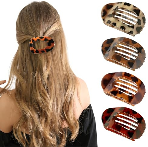 Haarklammer Flach,4 Stück Entenschnabel Haarspangen Damen,Flat Claw Clip,Haarclip Flach für Dünnes Dickes Haar, Haarstyling-Zubehör für Frauen Mädchen