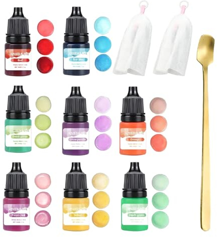 Hyleara Seifenfarbe Set 8 x 5ml, Flüssig Seifenfarben Färbende für die DIY Seifenherstellung, Badebomben, Kerzen, Raumdüfte, Seifen Farbe