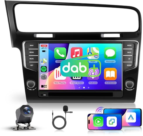 [DAB+] 2G+64G Autoradio Android per VW Golf 7 2013-2017, 9'' Schermo Tactile Stereo Auto con Carplay Senza Fili Android Auto Navi GPS WiFi Mirror Link Bluetooth FM/RDS/EQ Adattatore DAB Retrocamera