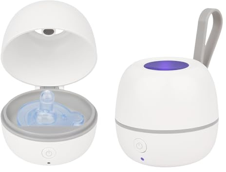 Portable UV Dummy Steriliser, 3-Min 99.99% Sanitisation, Type-C Rechargeable Mini Pacifier Disinfection Box, 400mAh Battery, Travel Sterilizer for Baby Bottle Pacifier