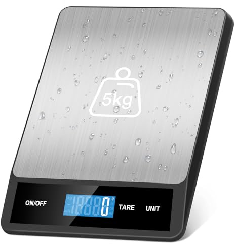 Zivacate Balance de Cuisine, Balance Alimentaire 15 kg/33 lb | avec Écran LCD Rétroéclairé, Précision 1 g, 6 Unités et Fonction Tare Acier Inoxydable, pour Bureau, Pâtisserie, Cuisine