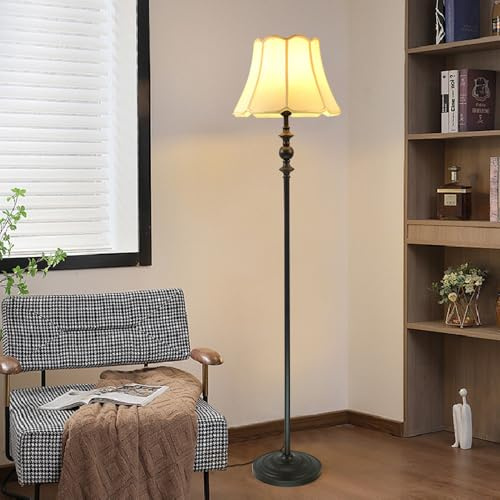 FROIDEXG Lampadaire traditionnel pour salon, lampadaire ancien sur pied de 168 cm, lampe haute vintage à 3 températures de couleur avec interrupteur au pied, lampe de lecture en fer noir pour chambre