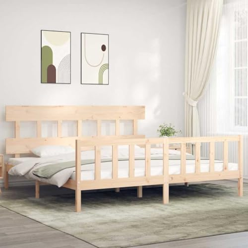 Frdhee Bett Modern Jugendbett boxspringbett,Massivholzbett ohne Matratze 200x200 cm Kiefer,Geeignet Für Schlafzimmer,Gästezimmer Und Hotels