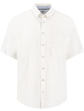 Kurzarmhemd aus Leinen mit Brusttasche und Button-Down-Kragen white / 3XL