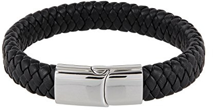 Auroris Echtleder-Armband oval geflochtenes Nappalederband Breite 12mm mit Magnetverschluss aus Edelstahl