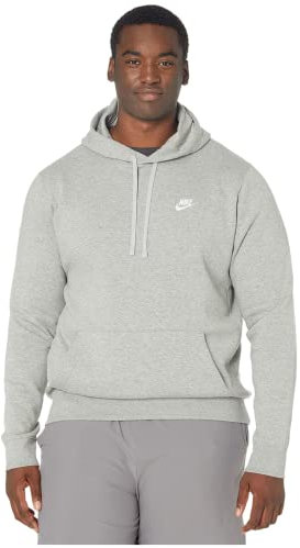 Nike Herren M NSW Club Hoodie PO BB Sweatshirt, dk Grey Heather/Matte Silver/(White), CUSTM