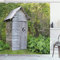 ABAKUHAUS Toilettenhäuschen Duschvorhang, Unterkunft auf dem Bauernhof Wald, Stoffliches Gewebe Badezimmerdekorationsset mit Haken, 175 x 240 cm, Farngrün Hellgrau