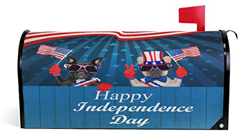 Wamika - Cassetta Postale Magnetica per Cassette postali del Quarto luglio con Bandiera Americana, Motivo: Cane e Bandiera Americana