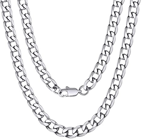 ChainsPro Panzerkette Herren Damen Klassische Kubanische Glieder Link Kette 6mm Breit Edelstahl Halskette Herren Silberkette 35cm+5cm Länge Choker Halsreif Hip Hop Punk Modeschmuck für Männer