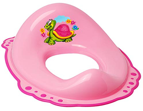 alles-meine.de GmbH Anti RUTSCH - Toilettensitz/Toilettenaufsatz/Sitzverkleinerer - rosa - pink Tiere - Schildkröte & Blumen Bieco - Standardgröße mit Lehne & Pullerschut..